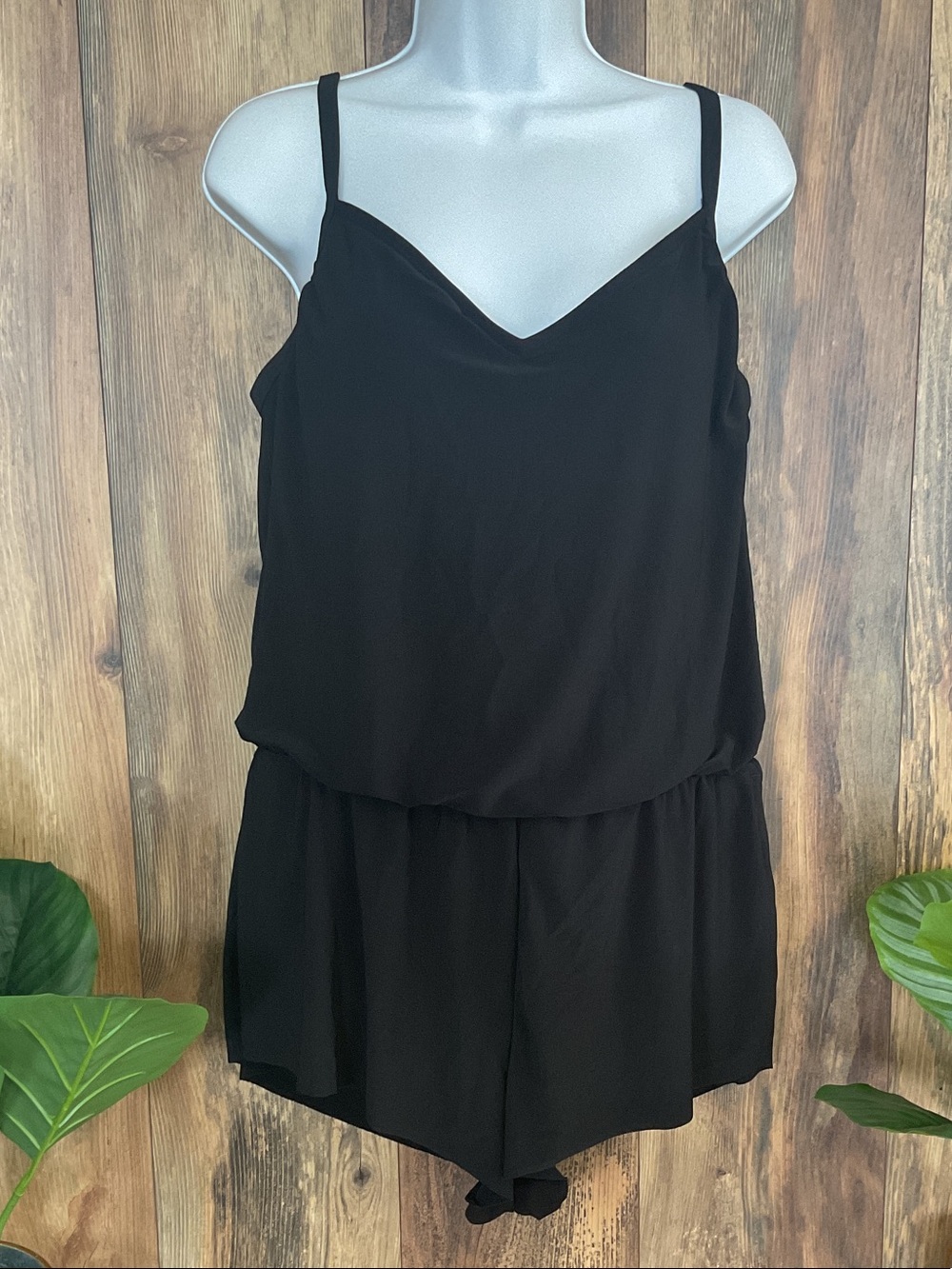 Shade & Shore Black One-Piece Romper Swimsuit L NWT